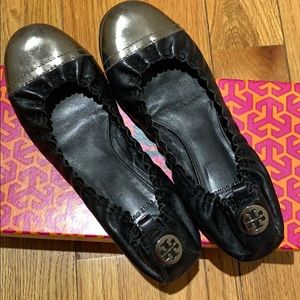 Tory Burch “Abbey” Metallic Tip Flats